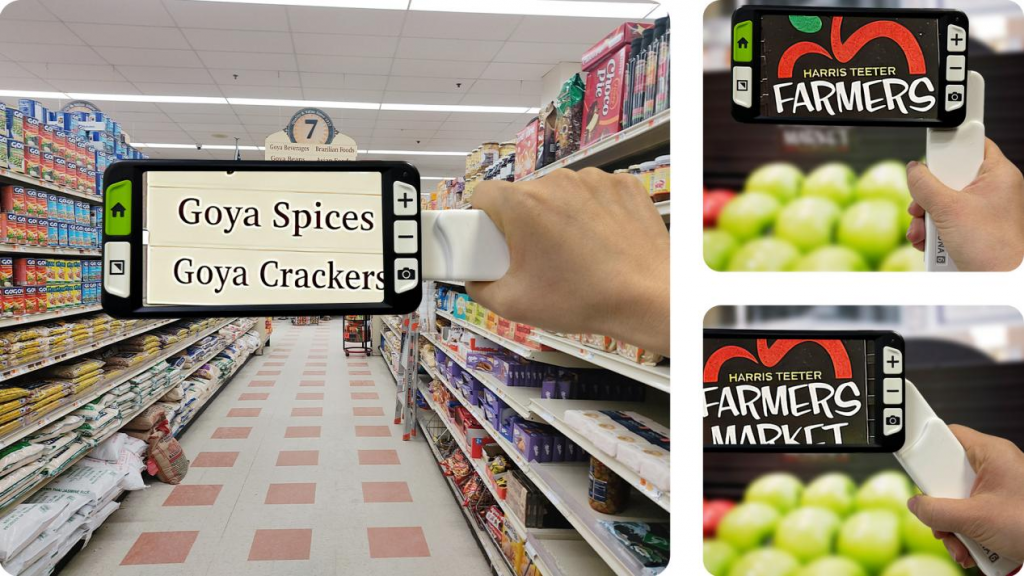 在超市使用luna 6助视器查看价格标签