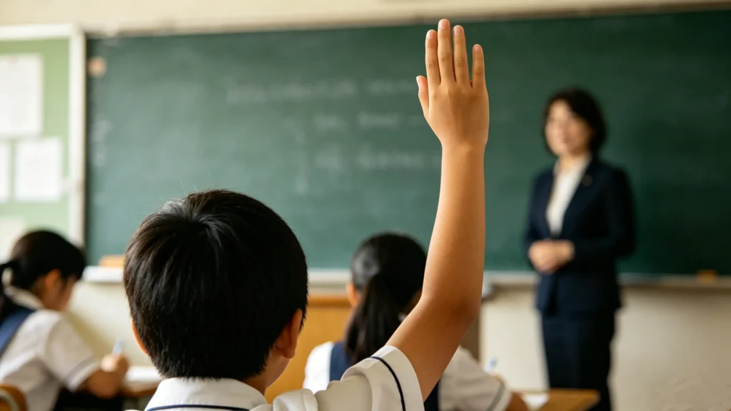 学生在课堂中举手